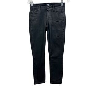 Paige Jeans Verdugo Ankle Skinny Coated Stretch 5 Pocket MidRise Black Women 26*